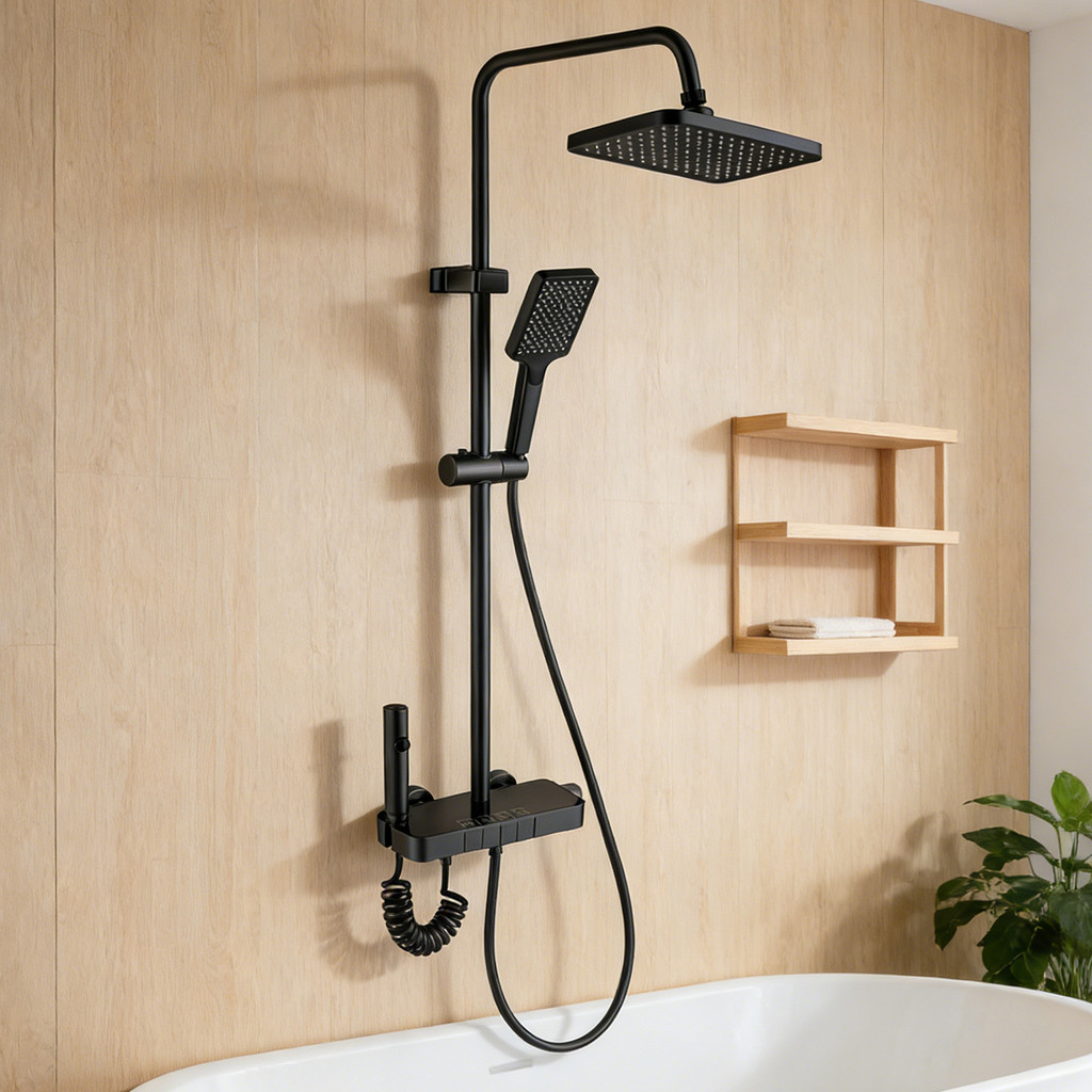 Sistema De Chuveiro 4 Em 1: Torneira que Suporta Aquecedor Elétrico ou Aquecedor a Gás (Com Água Fria e Quente, Equipado