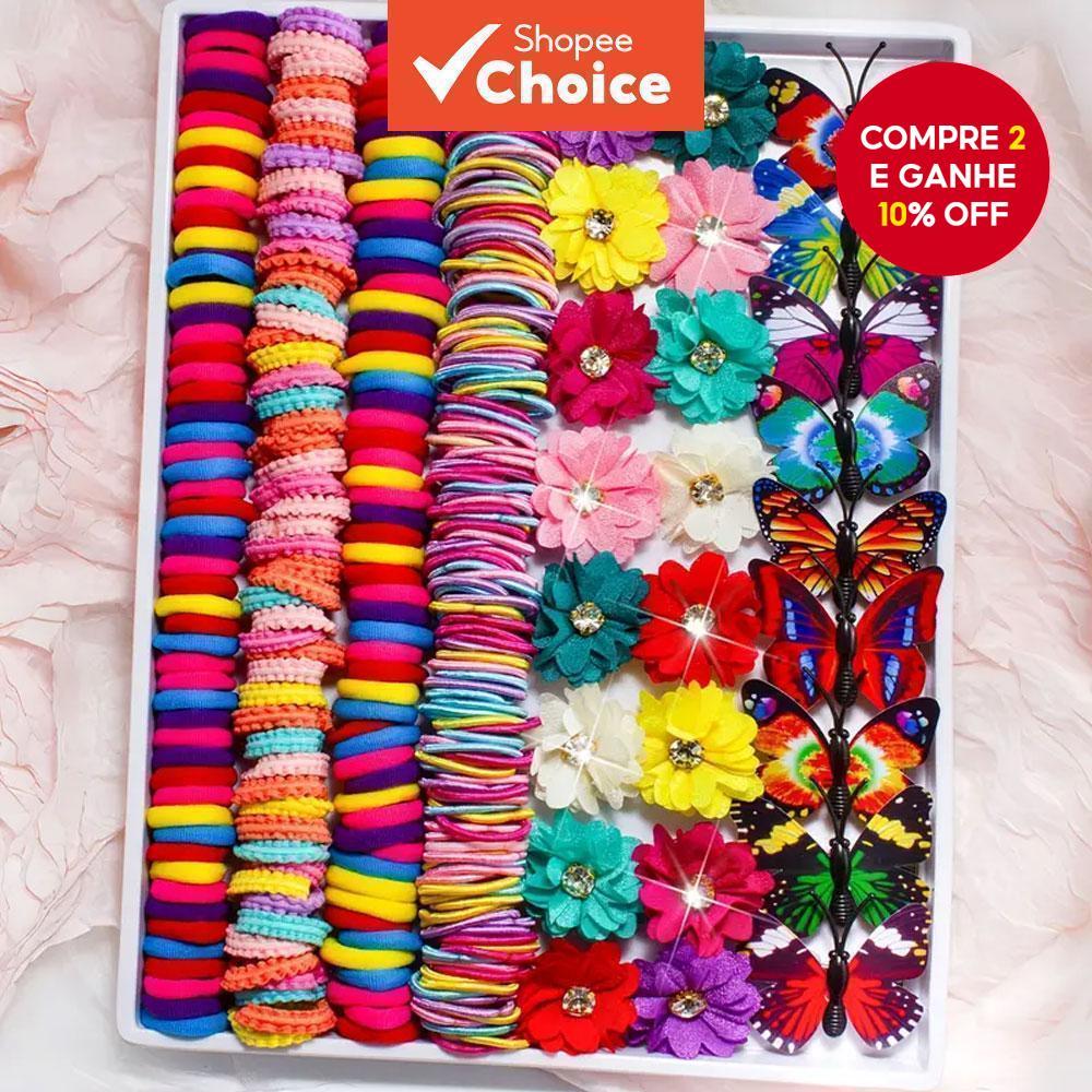 Conjunto De Acessórios Para Cabelo , 231 Peças , Grampos De Florais E Borboleta , Laços Coloridos Meninas Mulheres