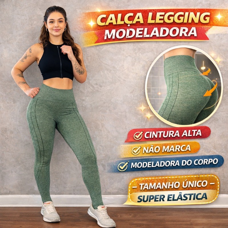 Calça Legging Yoga Cintura Alta Modeladora – Tecido Respirável, Conforto para Academia e Dia a Dia