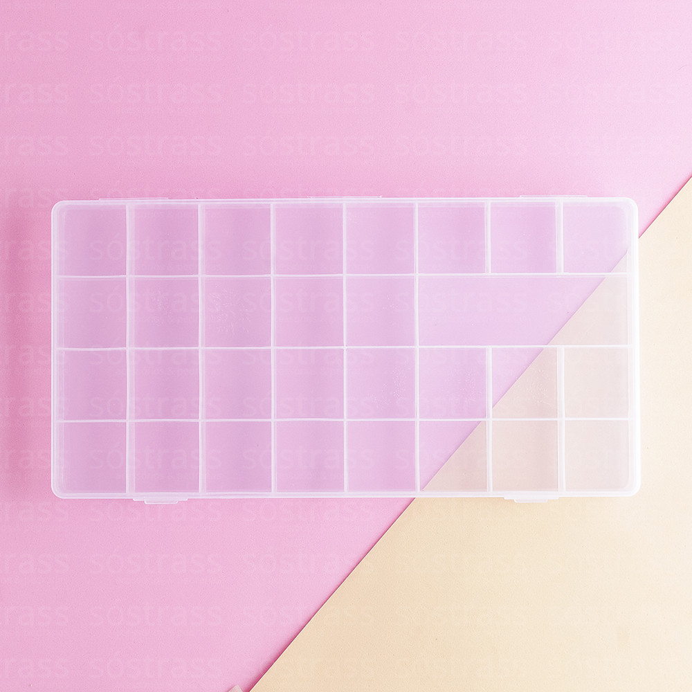 Caixa Organizadora 30 Divisórias 26x13x2.3cm Transparente