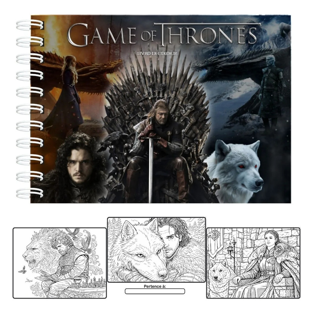 Livro De Colorir Game Of Thrones Capa Dura 50 Folhas 180g