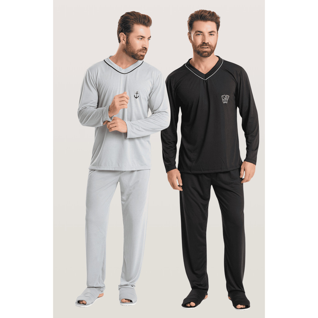 KIT 2 Pijamas Longo De Frio Masculino Adulto Premiun