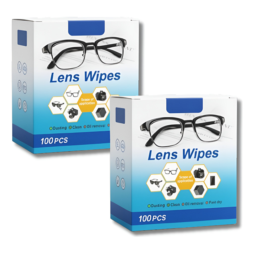 Kit 200 Lenços Flanela Wipes Limpa Lentes Óculos Câmeras Multimídia Microfibra