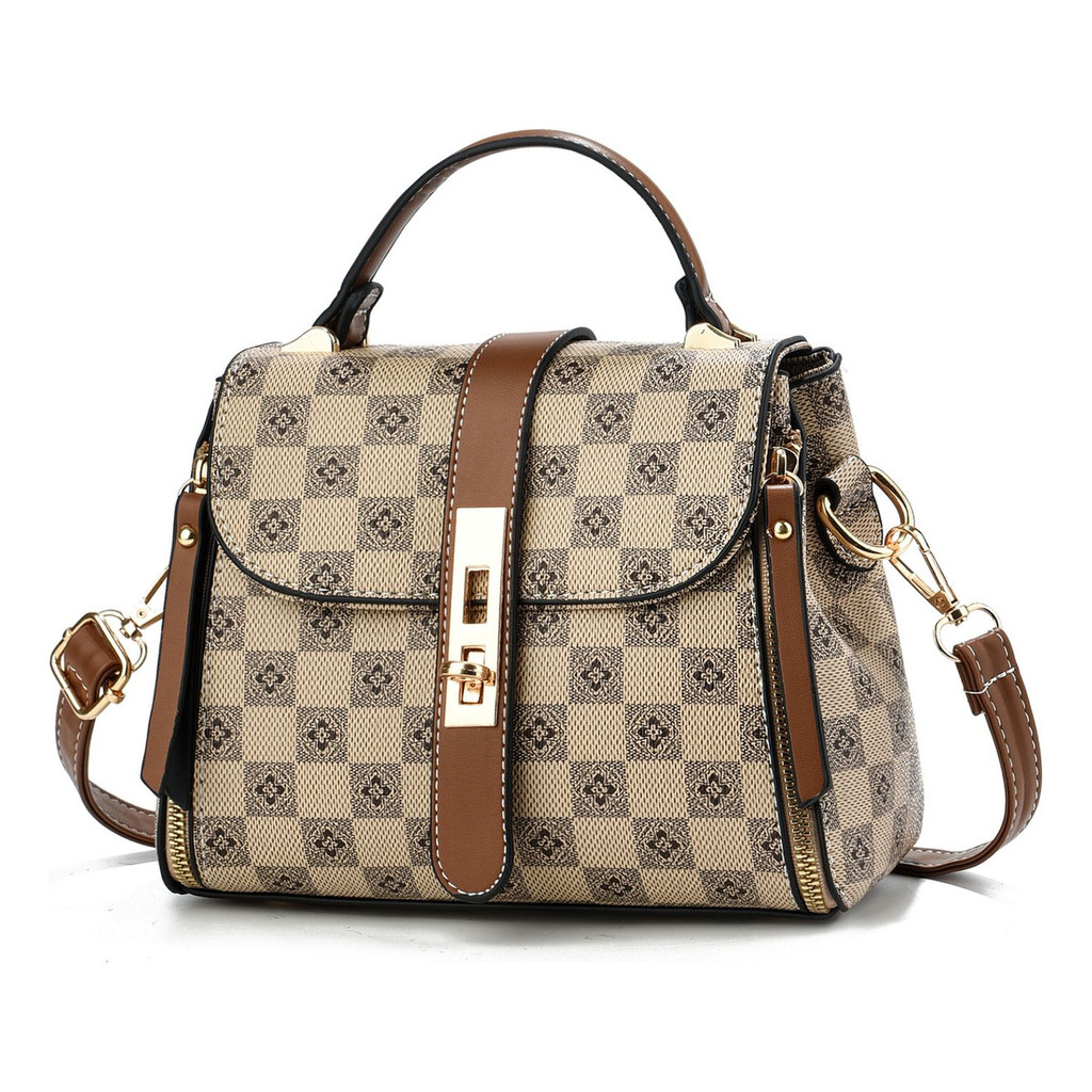 Bolsa Baú Transversal Moda Gringa D2 Xadrez