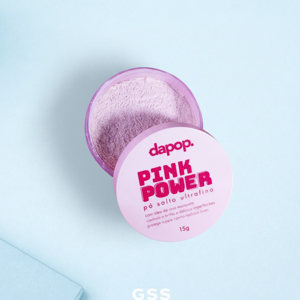 Pó Solto Dapop Pink Power Rosa Mosqueta 15g – Ultrafino, Efeito Blur E Acabamento Natural