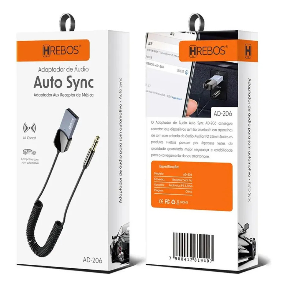 Receptor De Audio Bluetooth P2 Para Som Automotivo