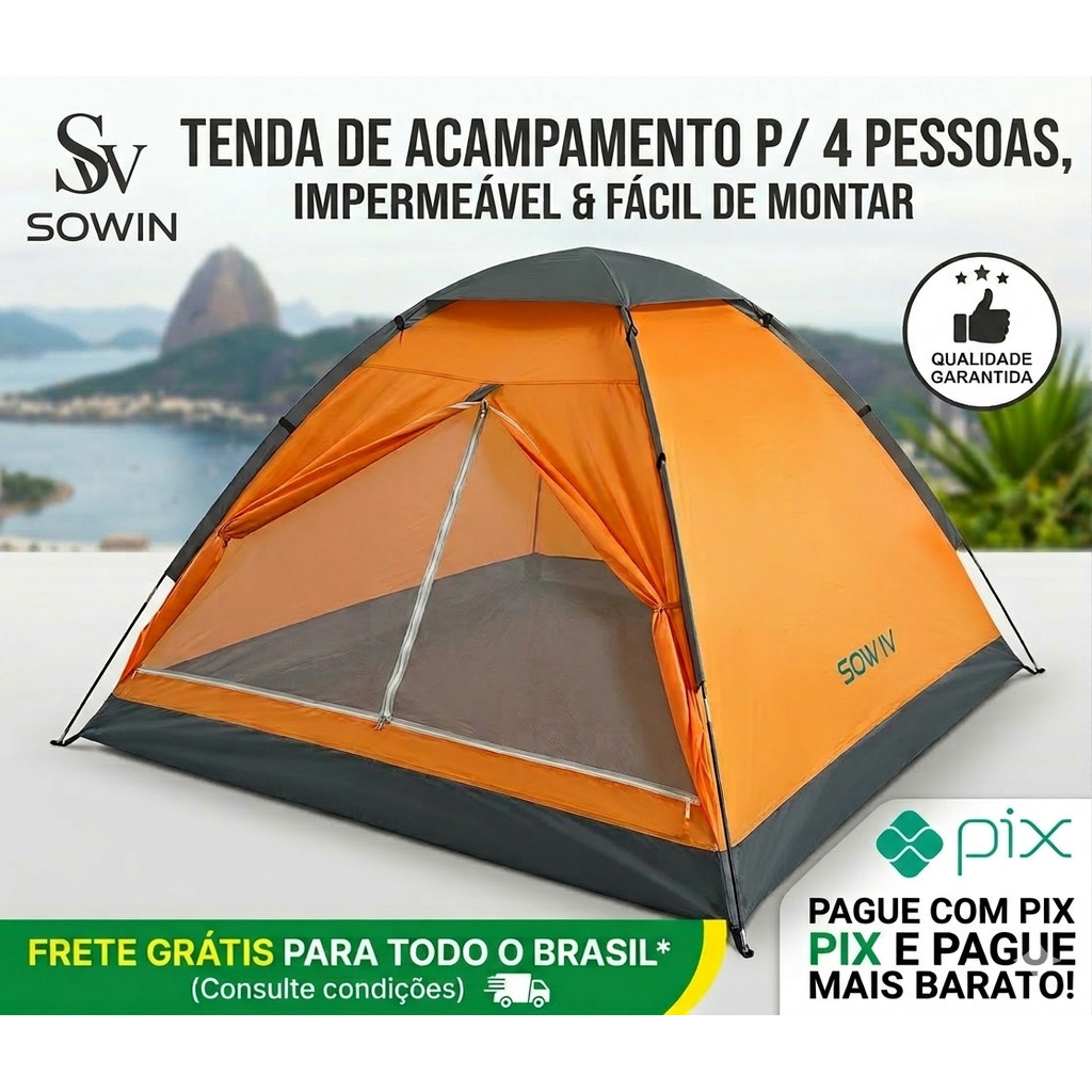 Tenda de Acampamento SOWIN para 4 Pessoas - Sua Próxima Aventura Começa Aqui!