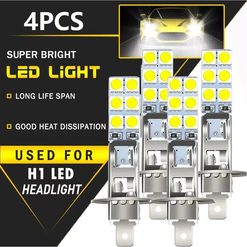2/4 Unidades H1 Branco 6000K 55W 12 SMD 5050 Conjunto De Lâmpadas De Farol LED Luz De Condução Pro