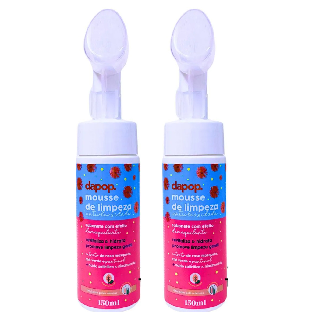 Kit 2 Mousse De Limpeza Antioleosidade Com Rosa Mosqueta E Ácido Salicílico Sabonete/Demaquilante