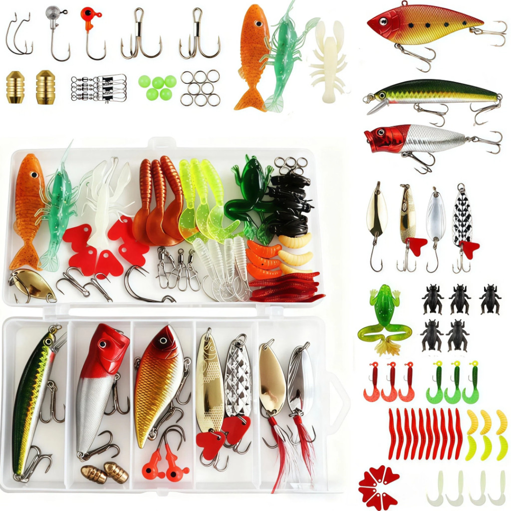  MEDOOSI Kit 71 Iscas Artificiais - Meia Água com Anzol Duplo | Iscas Realistas para Pesca de Truta e Peixes