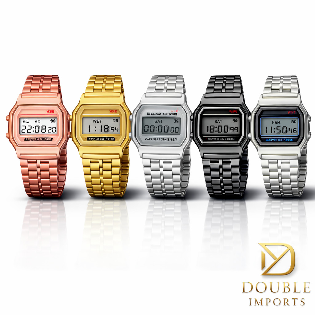 Relógio Retrô Digital Unissex Premium – Pulseira Aço Inoxidável