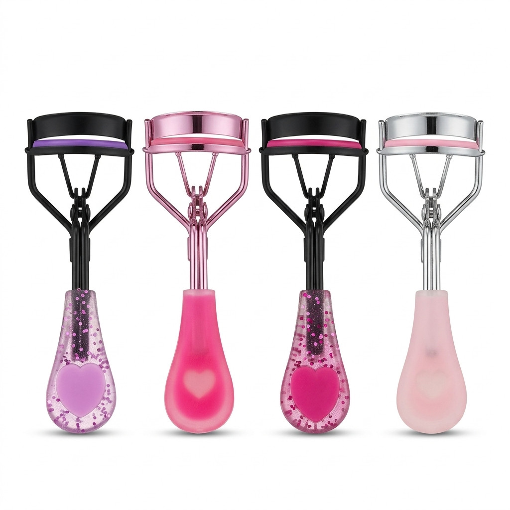 Curvador de Cílios Curvex Alumínio Design Ergonômico Preto Prata Cores Sortidas Glitter