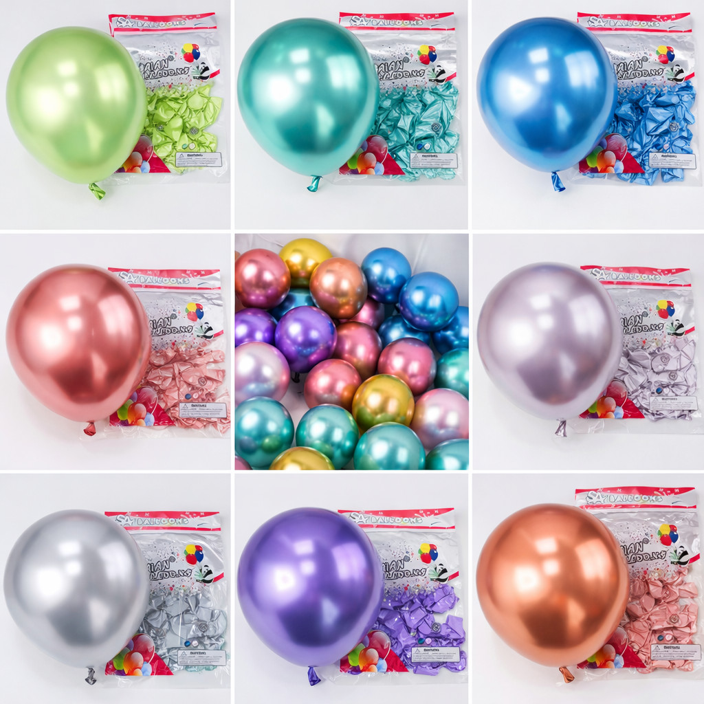 50 Balão Bexiga Metalizada Nº 10 Decoração Festa Aniversário Casamento Evento Painel