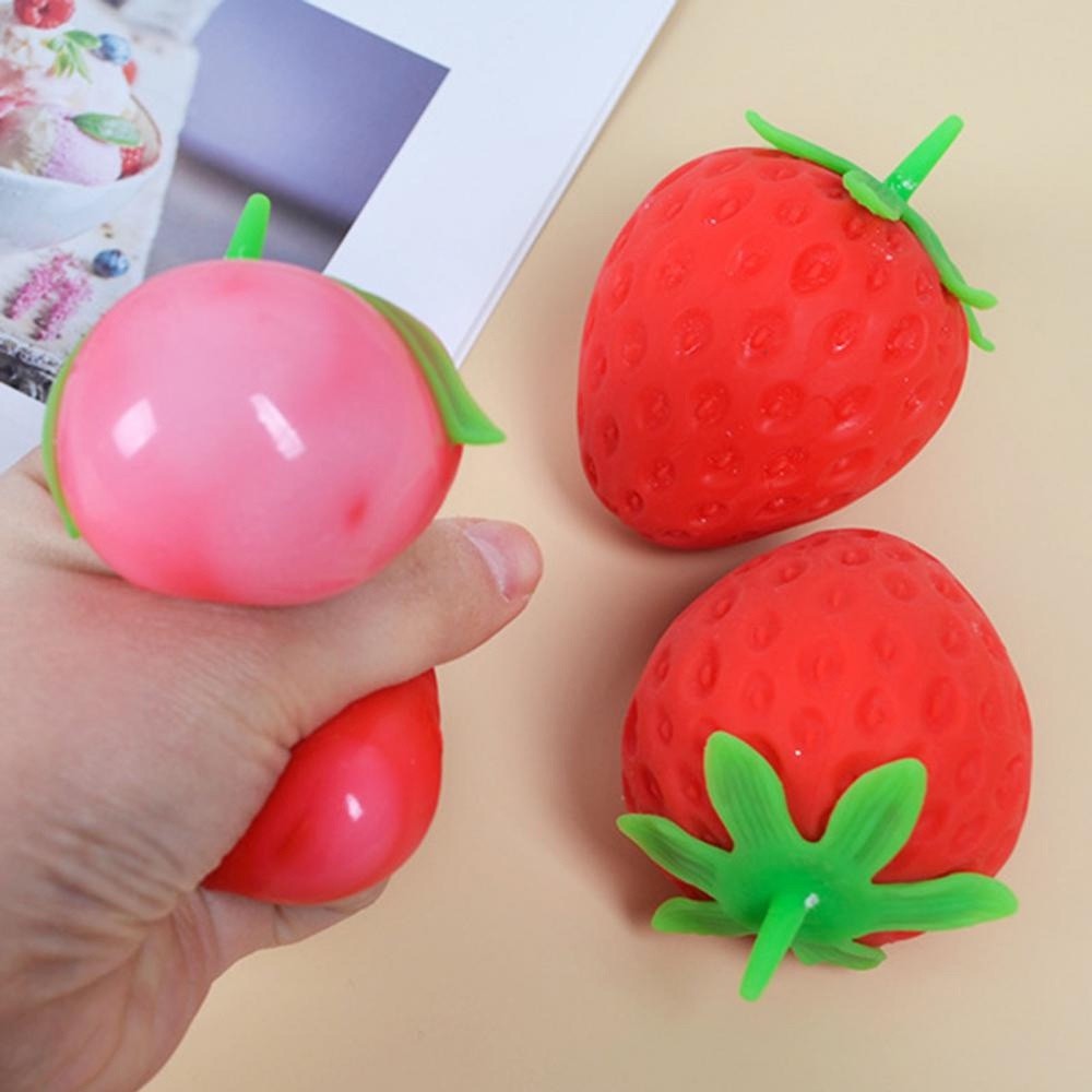 Squish Mochi Moranguinho Fofinhos Macio De Apertar Fidget Frutas Macio Brinquedo Cheirinho Morango