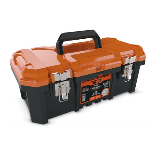 Caixa De Ferramenta Tática Maleta Fecho Metal - Metasul Laranja E Preto