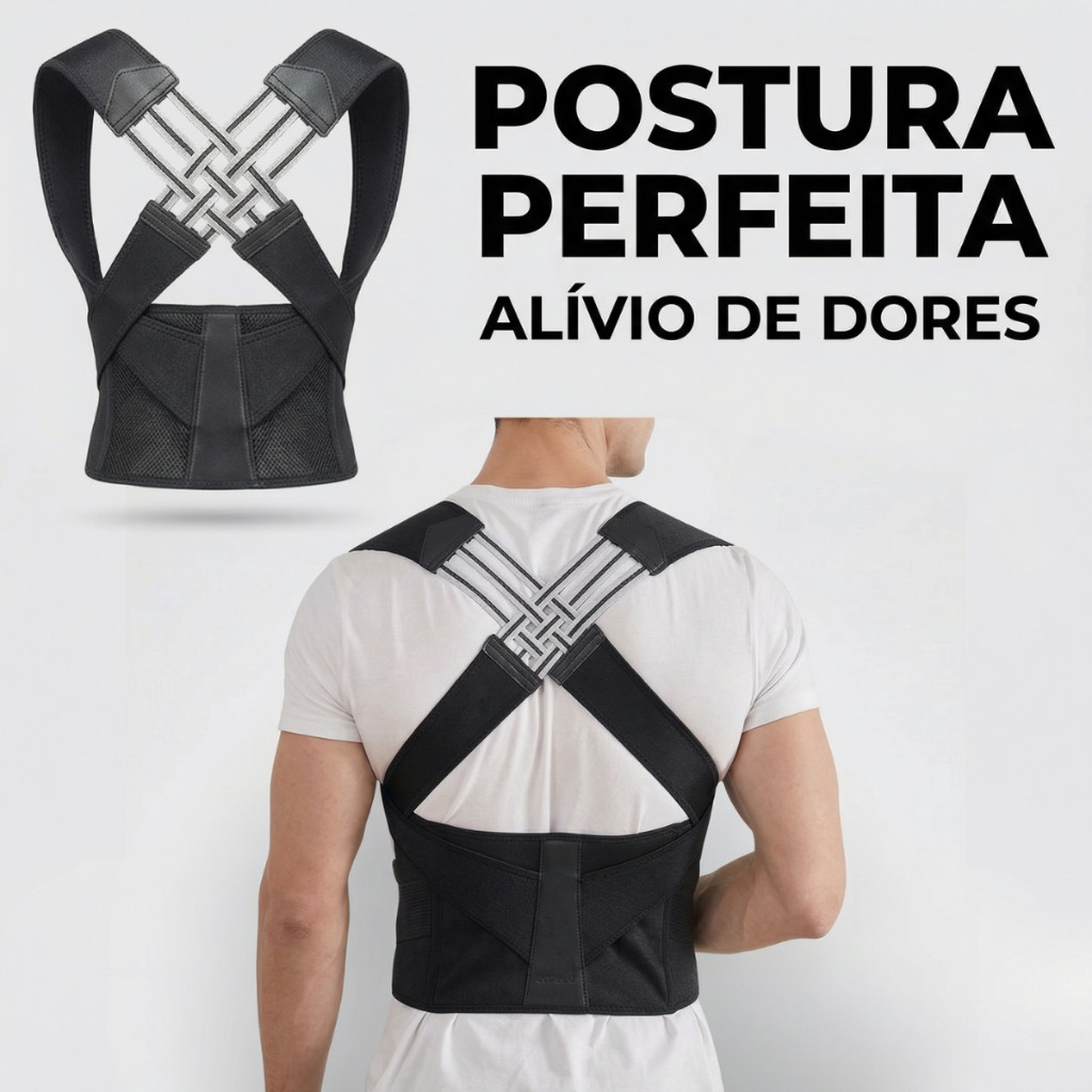 Cinta Corretor Postural Magnético Unissex Dor Ajusta Postura