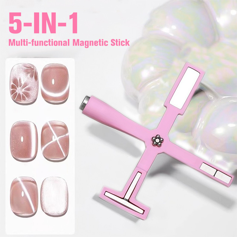 Ímã 5 em 1 para Esmalte Olho de Gato – Ferramenta Magnética Dupla p/ Nail Art Gel 3D