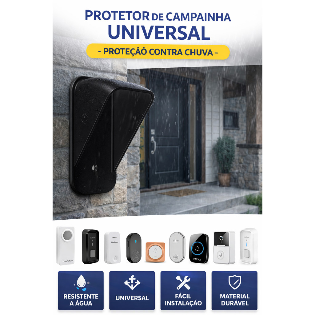 Protetor de Campainha Universal Contra Chuva | Resistente e Fácil Instalação