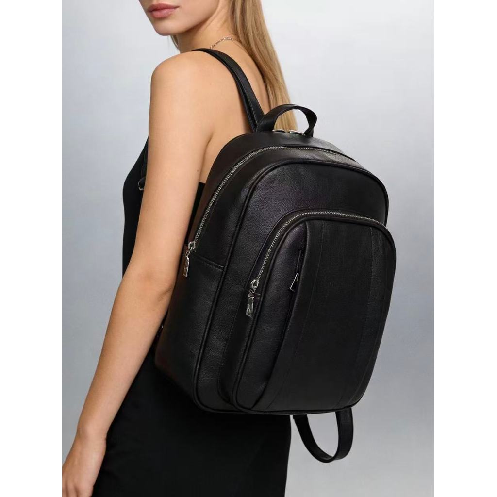 Bolsa Mochila Feminina Em Couro Macio Com Vários Bolsos Design Casual E Exclusivo Unissex Trabalho Viagem M2384 VT