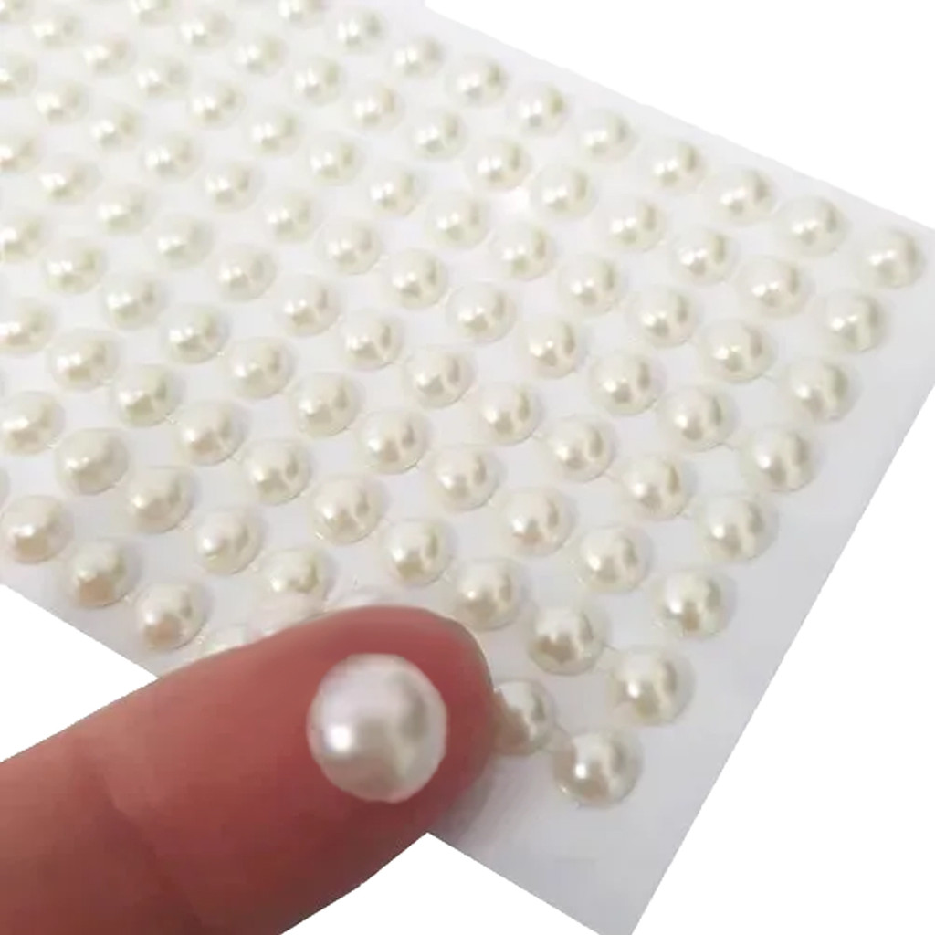 Cartela Adesiva Meia Pérola 126 Peças 8mm