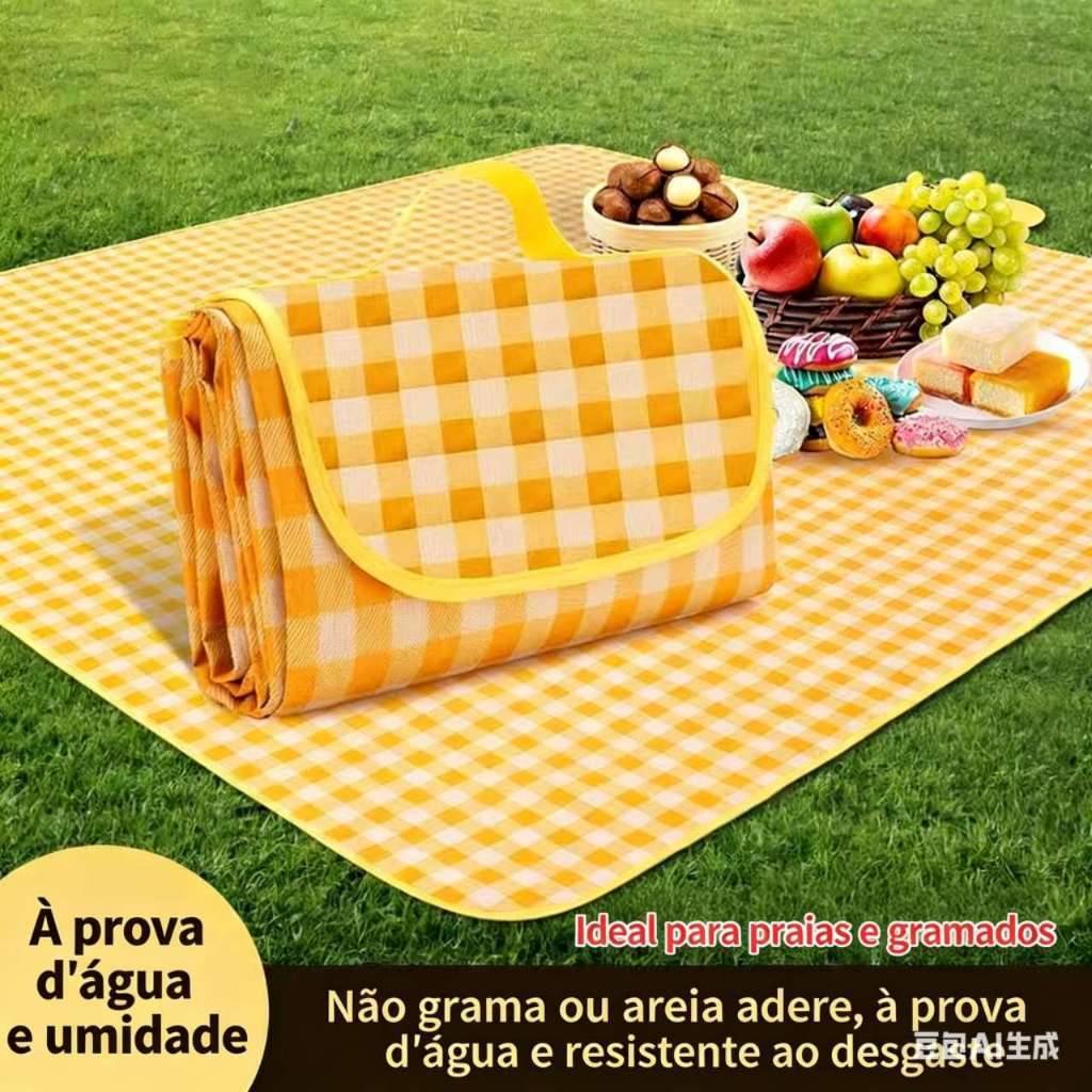 Tapete Piquenique Impermeável Dobrável 2x2m  Prova Água Boa Qualidade Zon