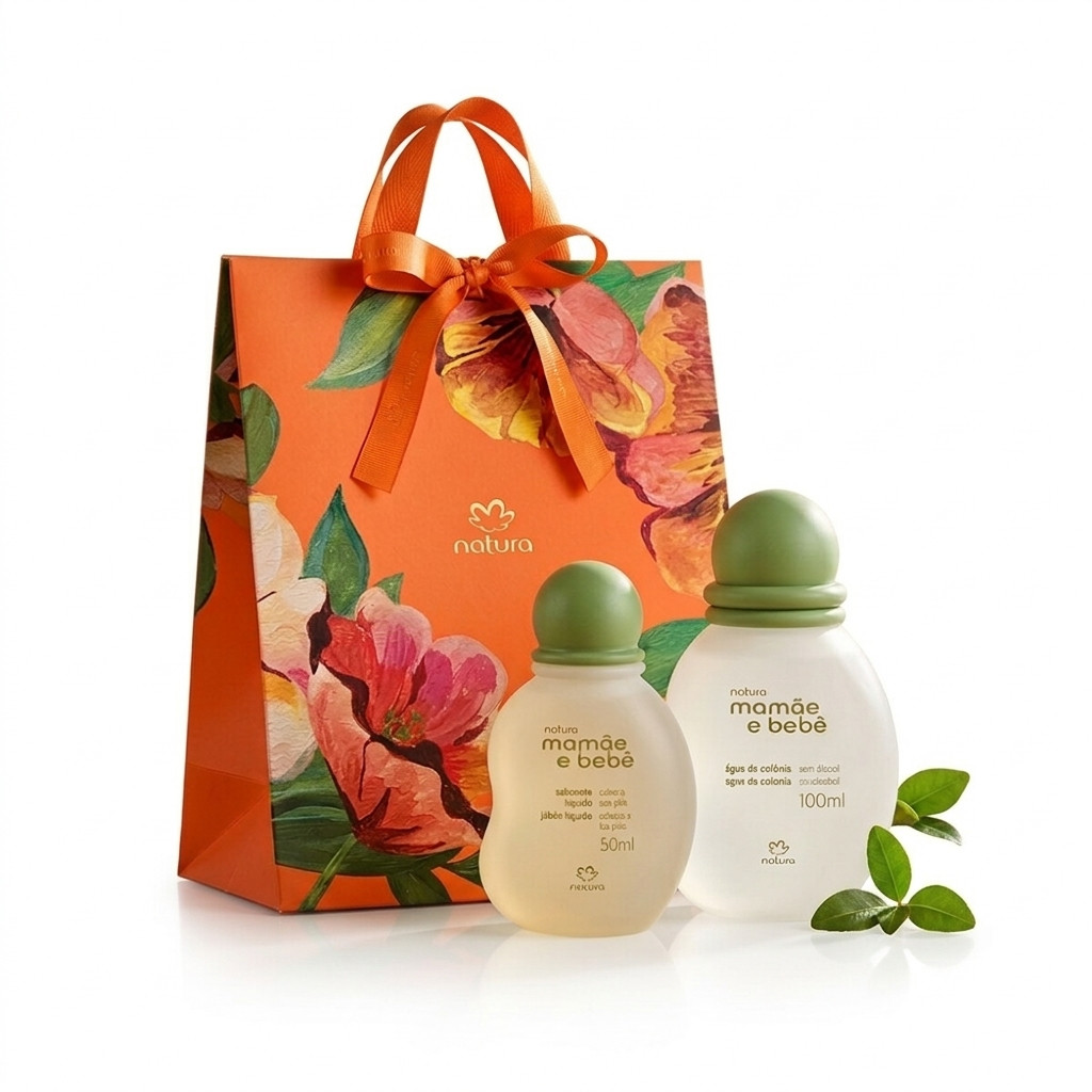 Presente Dia das Mães Natura Mamãe e Bebê Clássico Natura - Colônia 100ml + Sabonete Líquido 50ml + Sacola