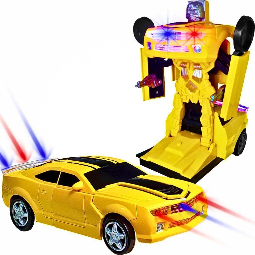 Brinquedo Carrinho Camaro Transformers Vira Robo Luz Som Bate Volta Carrinho Que Vira Presente Anive