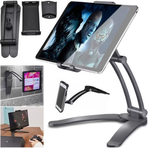 Suporte Tablet Mesa E Parede Universal 2 Em 1 Giratório Preto