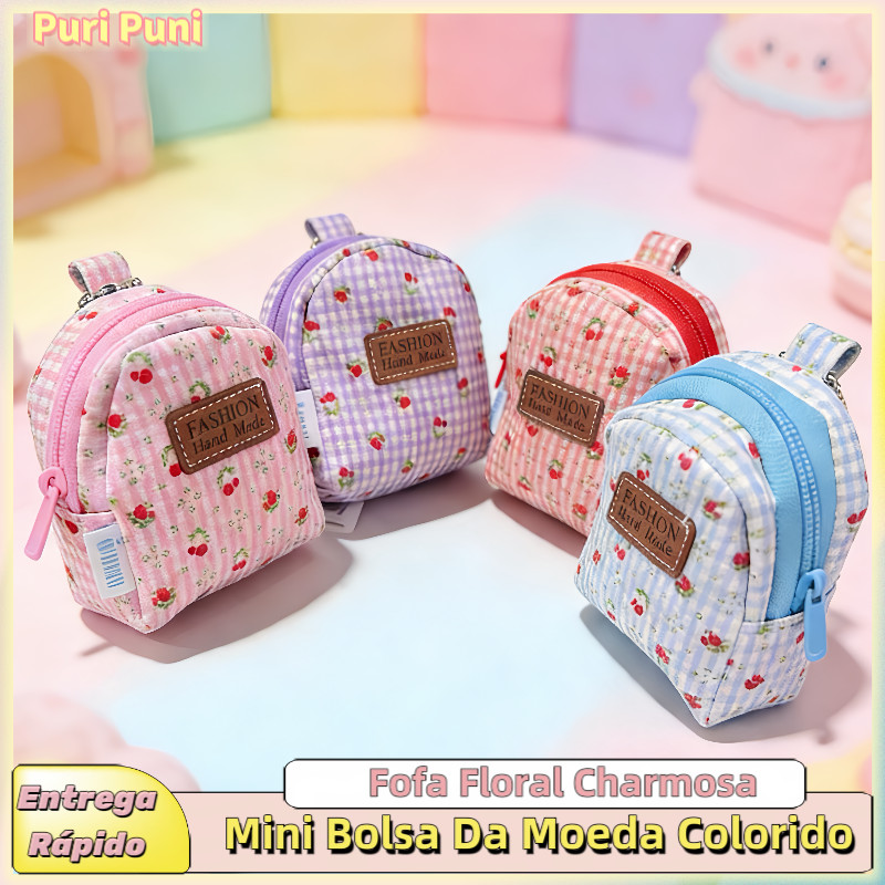 Porta-Moedas Fofa Flores Com Zíper | Bolsa Colorida , Mini Portátil Para Fone De Ouvido Com Chaveiro