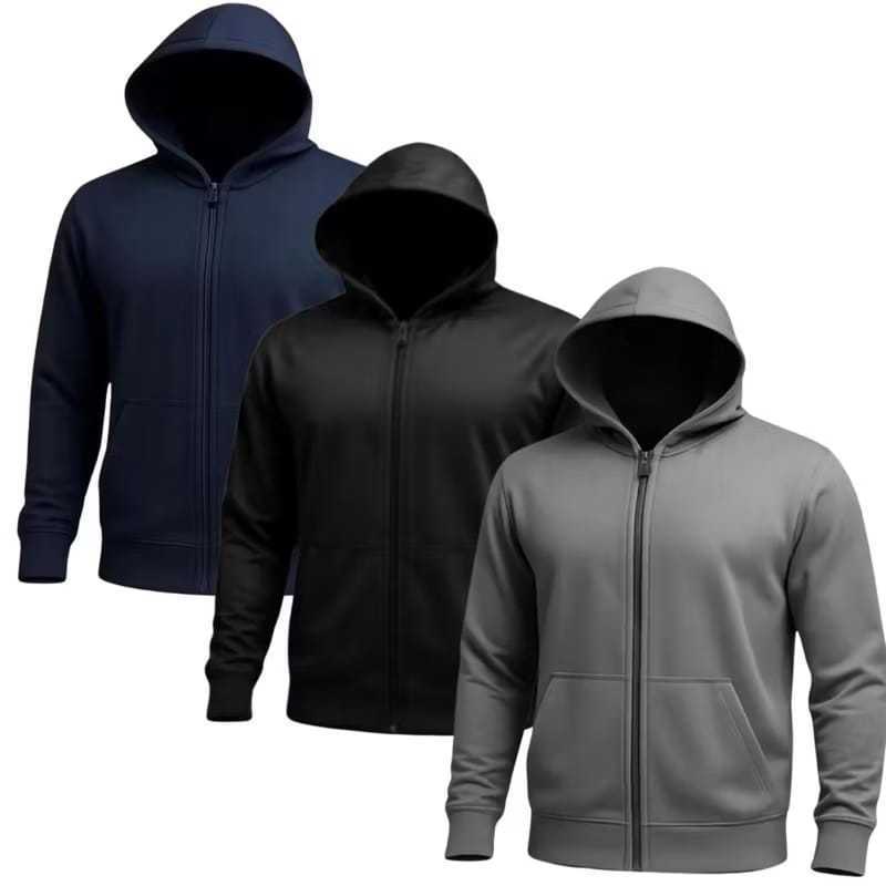 KIT 3 BLUSAS JAQUETA CHIMPA ESPORTIVO E CASUAL CASACO DE FRIO FORRADO COM CAPUZ ACADÊMIA 2026