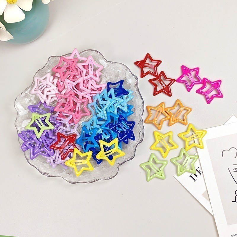 Presilhas de Cabelo Estrela Coloridas Estilo Y2K Dopamina / Antiderrapantes Para Meninas