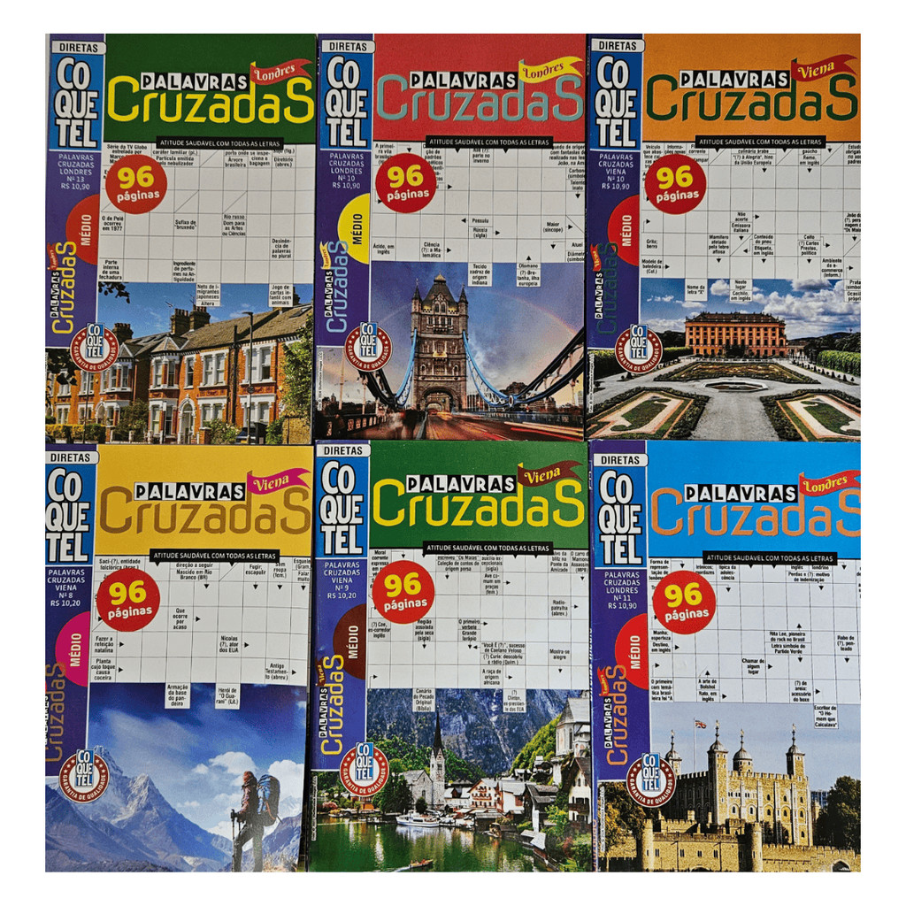 Kit 6  Palavras Cruzadas Nível Médio