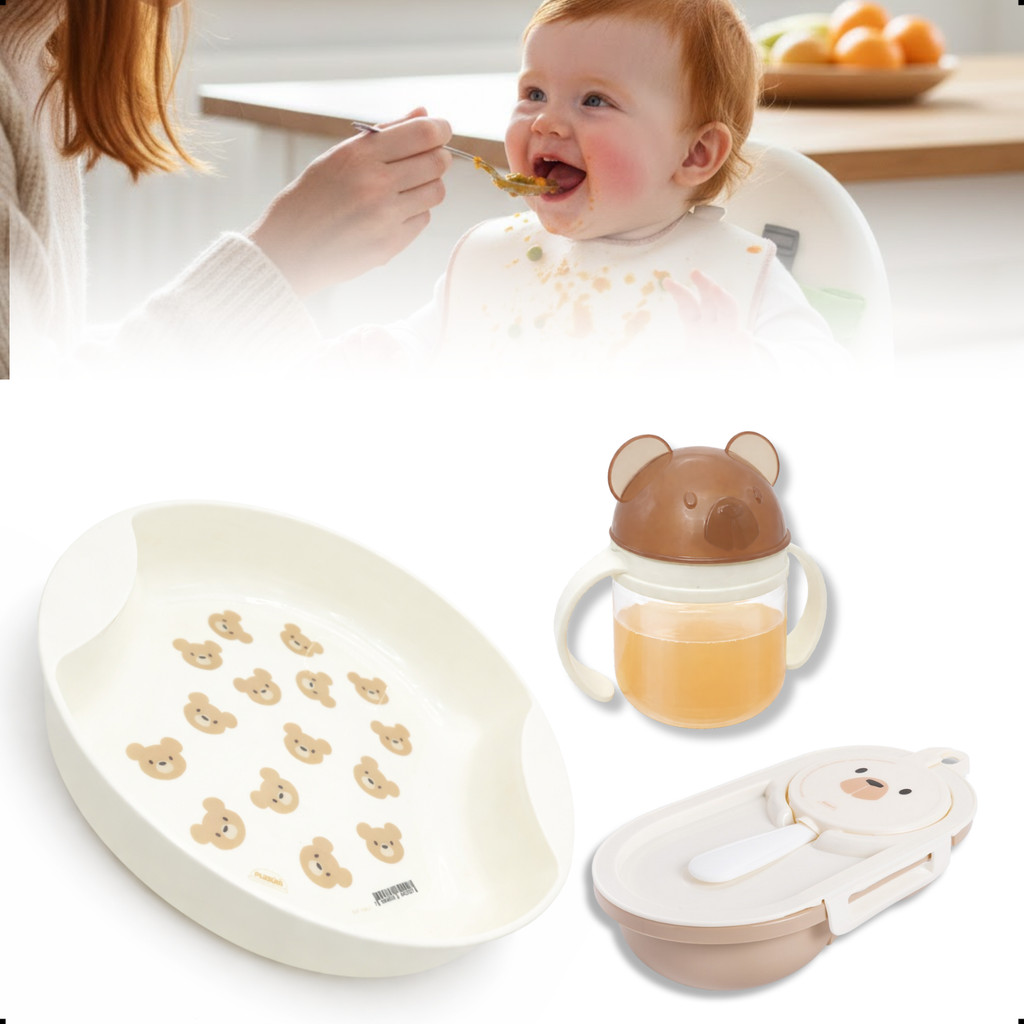 KIT ALIMENTAÇÃO INFANTIL MENINO PRATO FUNDO CANECA URSINHOS MENINAS