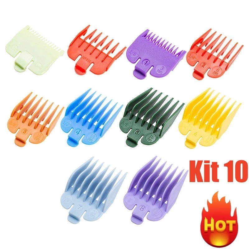 Kit 10/3 pçs Pente De Reposição Colorido Para Cortar Cabelo 1,5-22mm,Compatível com a Maioria dos Modelos