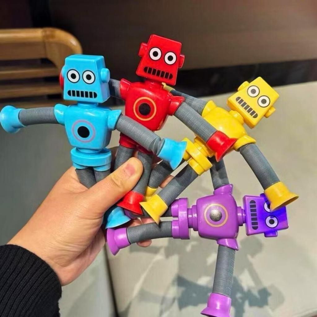 Robô Cartoon Tubo Telescópico Fofo Descompressão Design Criativo Brinquedo milly_shop_brasil