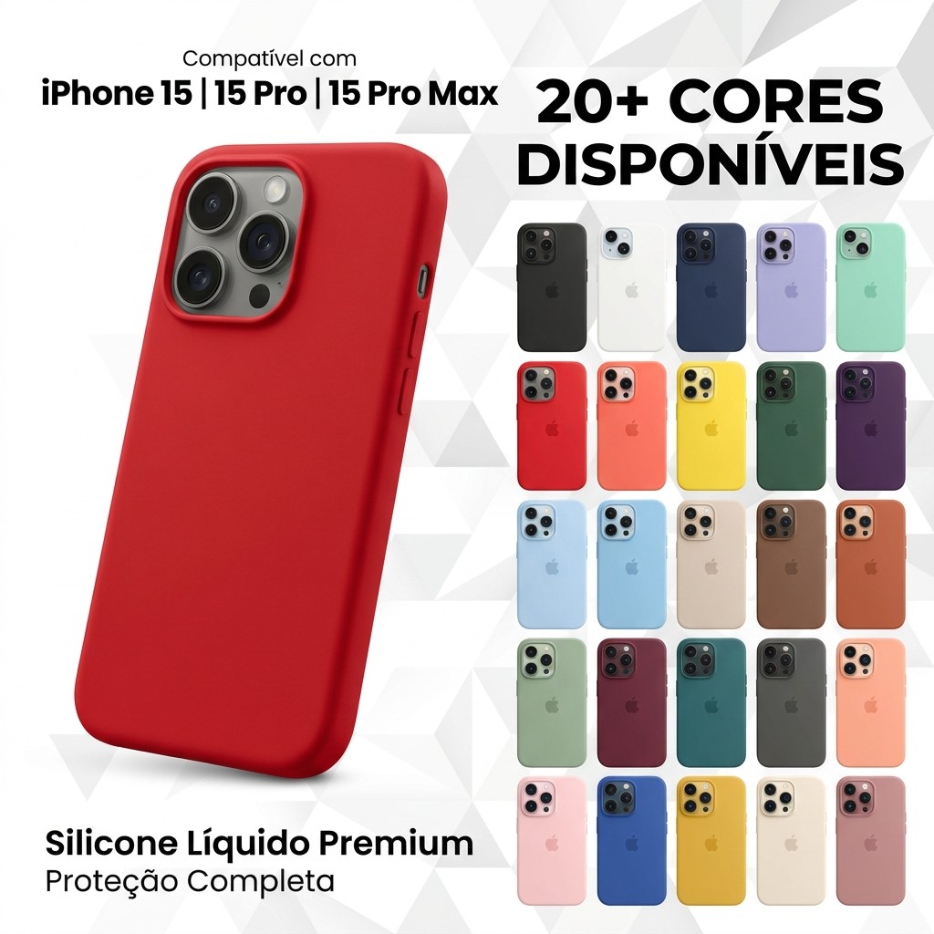 Capa Capinha Silicone Aveludada Compatível Com iPhone 15 / 15 Pro / 15 Pro Max Premium Luxo
