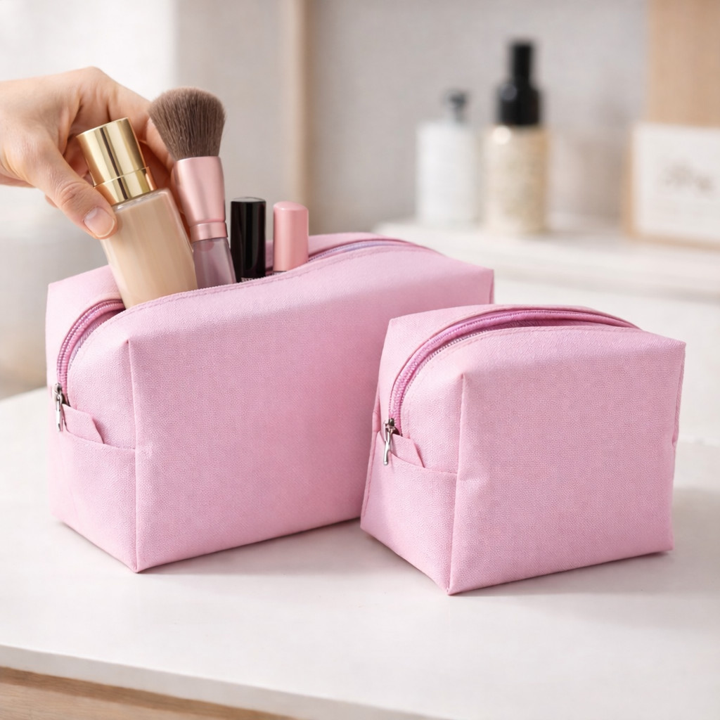 Necessaire Feminina Kit 2 Peças Grande e Pequena para Maquiagem e Higiene
