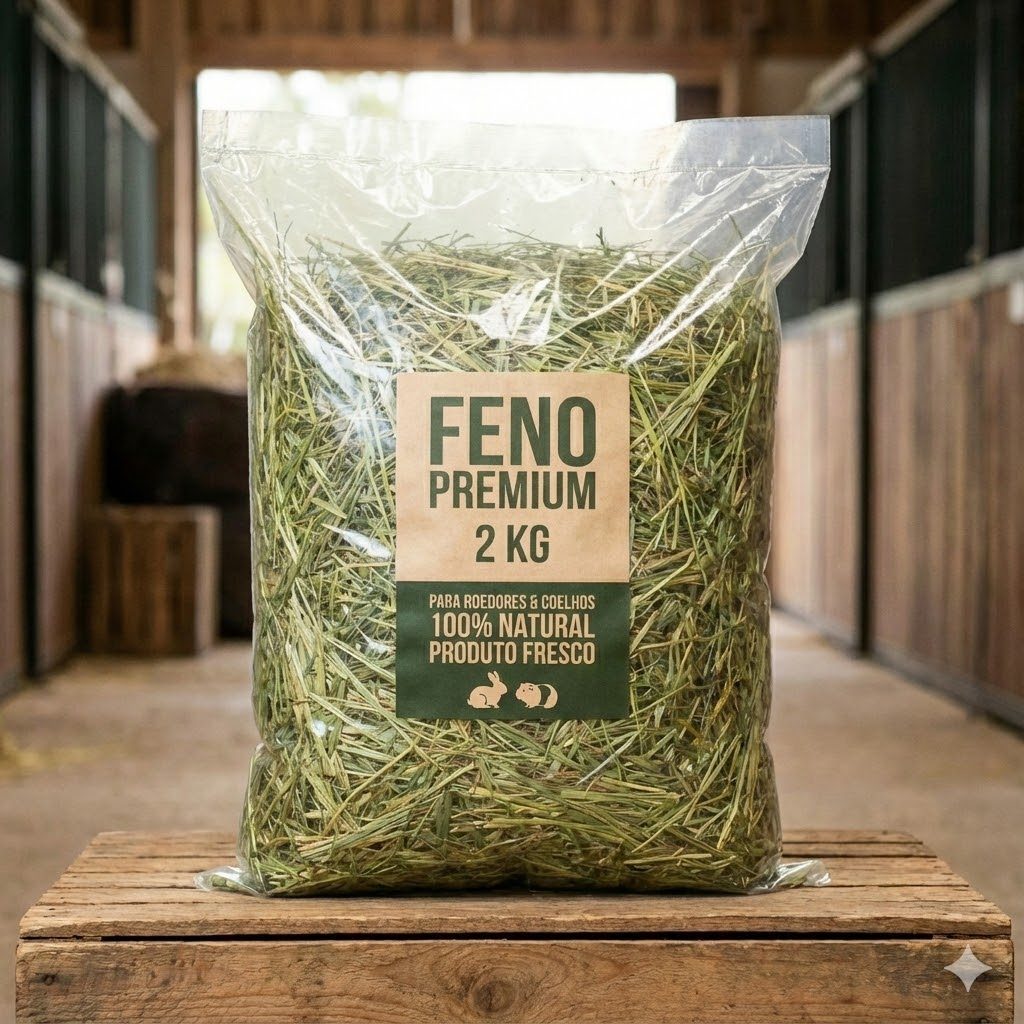 Feno 2kg Para Roedores | Coelho, Porquinho da Índia, Chinchila | Envio Rápido