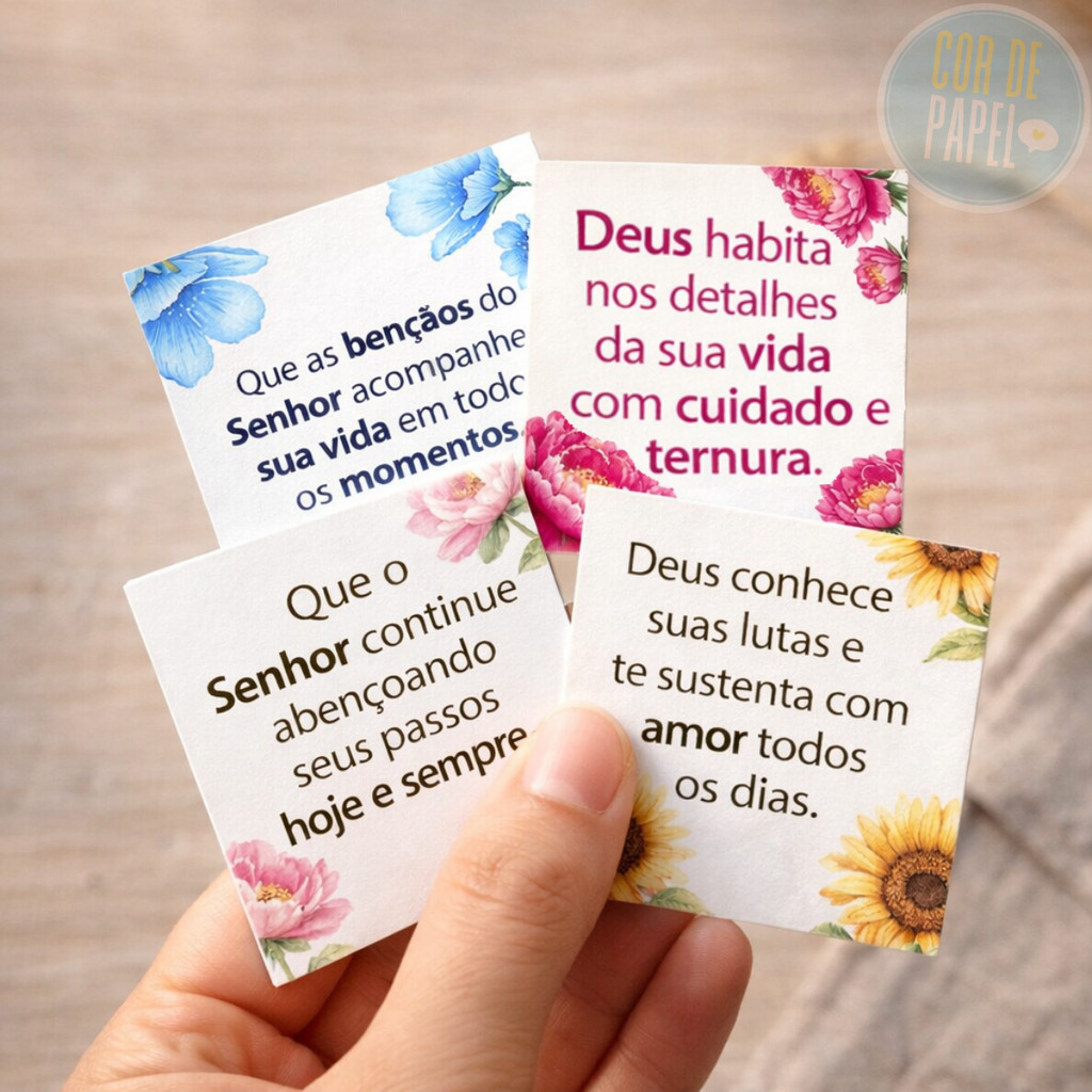 Kit Mini Cartões de com Girasol e Flores Delicadas 5x5cm Pronta Entrega