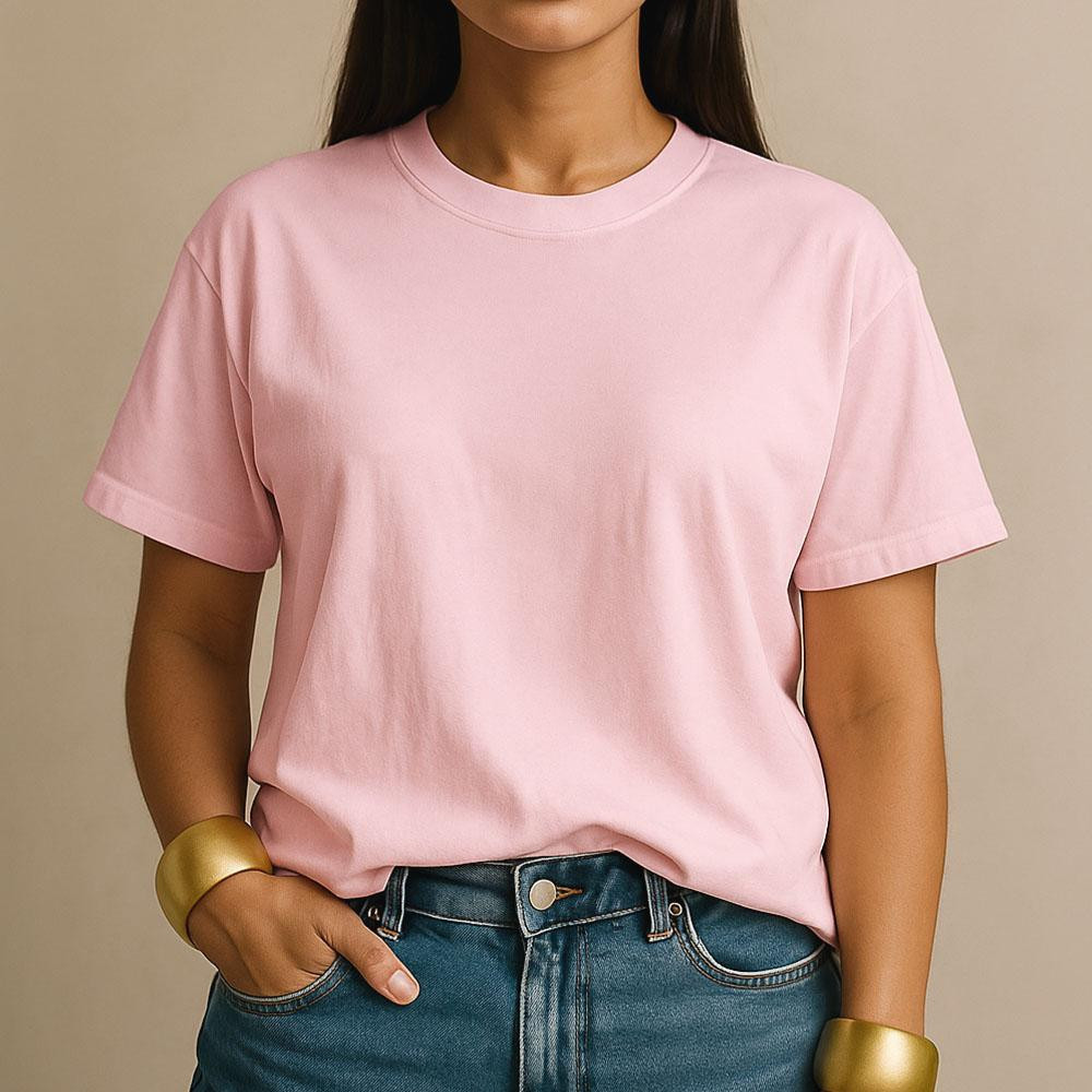 Camiseta Feminina 100% Algodão Lisa Premium Casual Dia a Dia Trabalho Gym Moda Conforto Top Estilosa