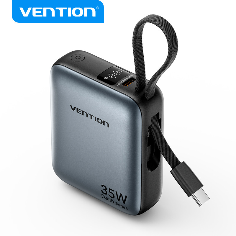 Vention Mini Banco De Potência Portátil 35W 10000 mAh Com Cabo Tipo C