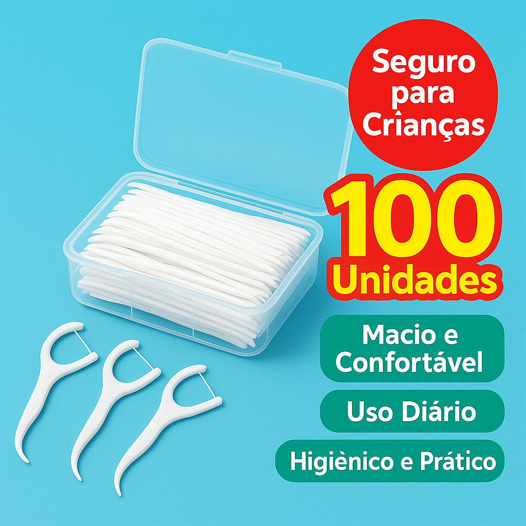 Kit 50 Unidades de Fio Dental Infantil em Formato de Arco Ultra Fino Para Limpeza Eficaz