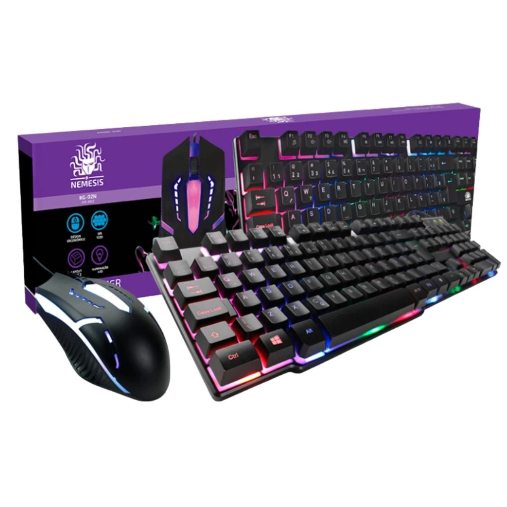 Combo Gamer Start Nemesis KG-02N Teclado e Mouse Com Iluminação RGB USB ABNT2
