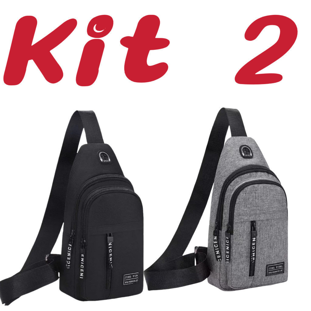 Kit 2 Bolsa Mochila De Peito Tiracolo Pochete Masculina Bolsa Impermeável Transversal90773#
