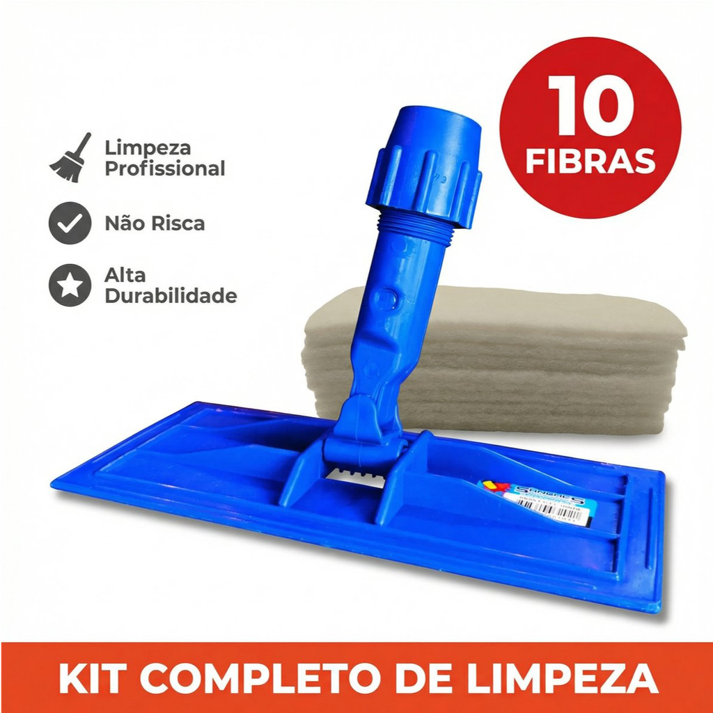 Kit Suporte Limpa Tudo LT + 10 Fibras Brancas Limpeza Leve Não Risca