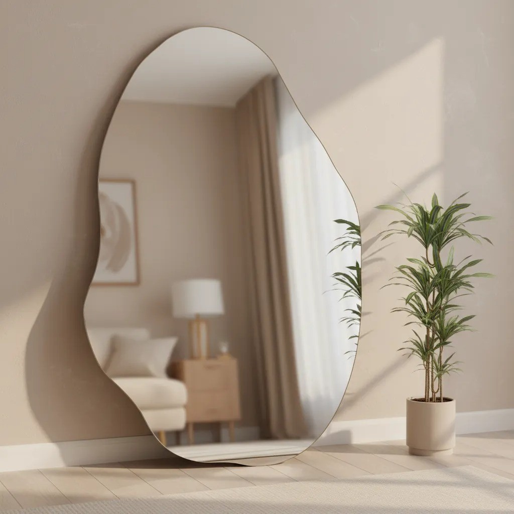 Espelho Orgânico Lapidado Grande Decoração Quarto Banheiro 50x35 cm - 70x50 cm - 80x60 cm - 90x70 cm - 100x80 cm