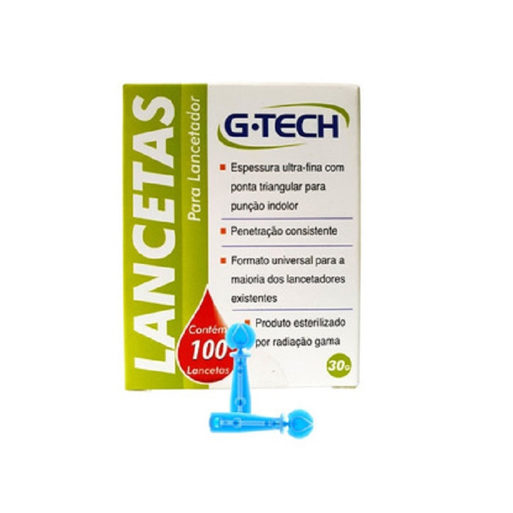 Lancetas Para Lancetador Caixa Com 100 Unidades 28G - Gtech
