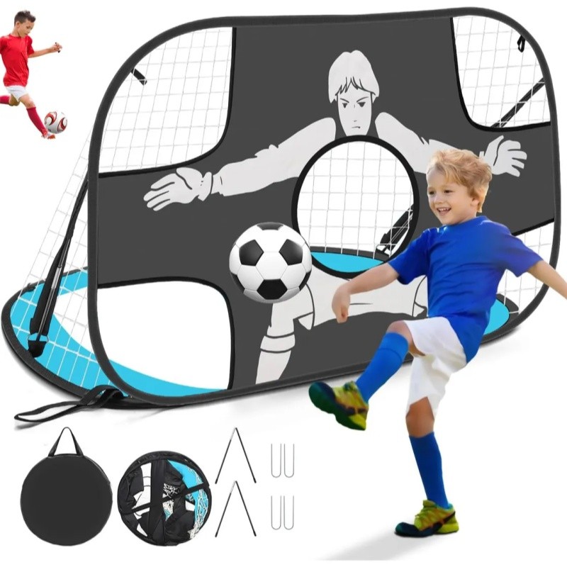 Gol De Futebol Infantil 2 Em 1 Portátil Dobrável Trave De Chute Para Quintal E Praia Com Bolsa