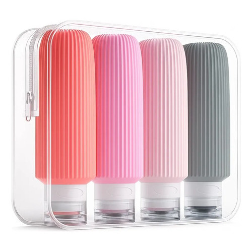 Kit 4 Frascos Potes Silicone Viagem Cosméticos  90ml Sortido