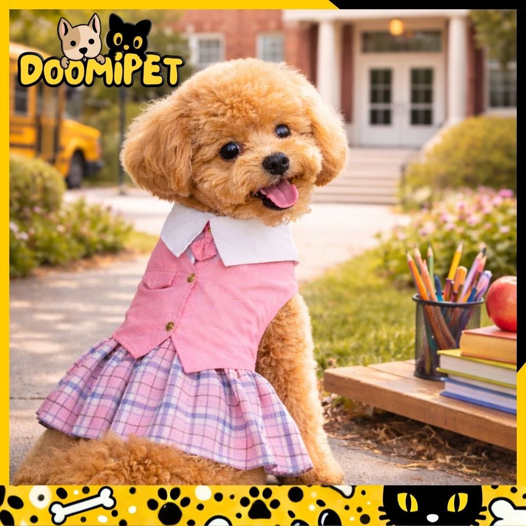 Vestido Escolar Elegante para Pets – Estilo Fofo e Confortável